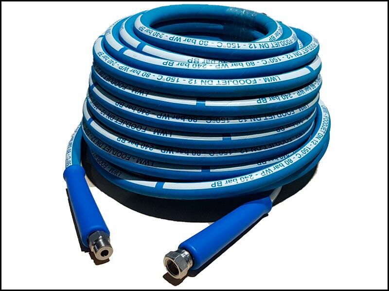 Шланг пищевой синий 2SN12, 400 бар, 150°C, AQUASTRONG
