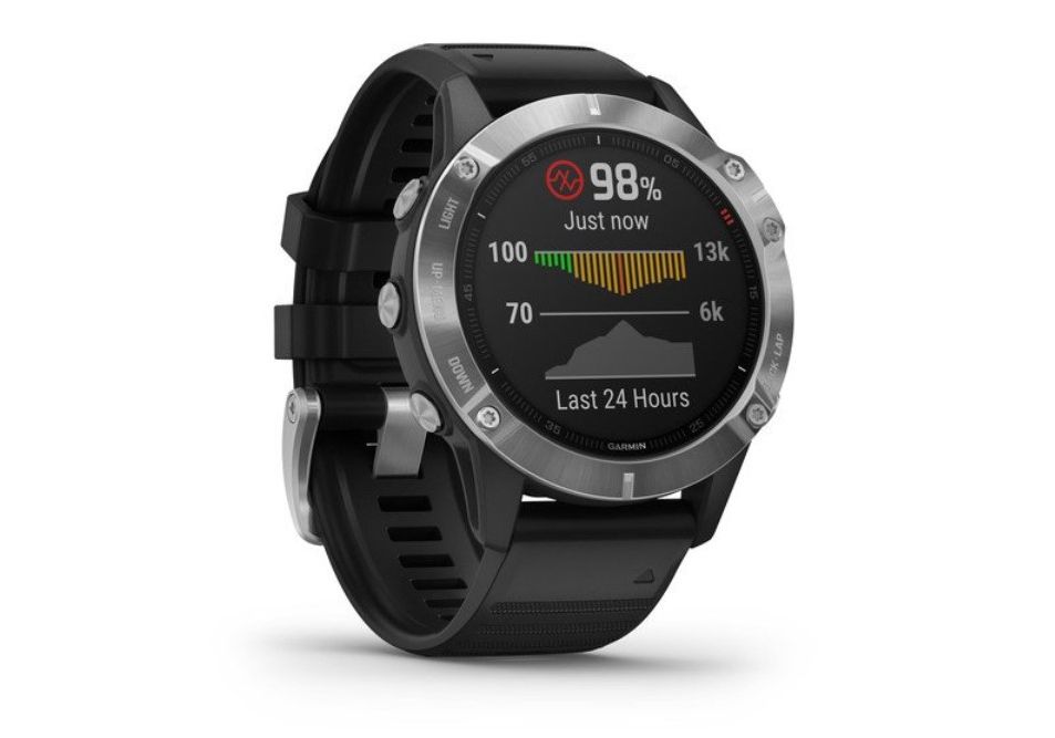 Часы Garmin Fenix 6S серебристые с черным ремешком
